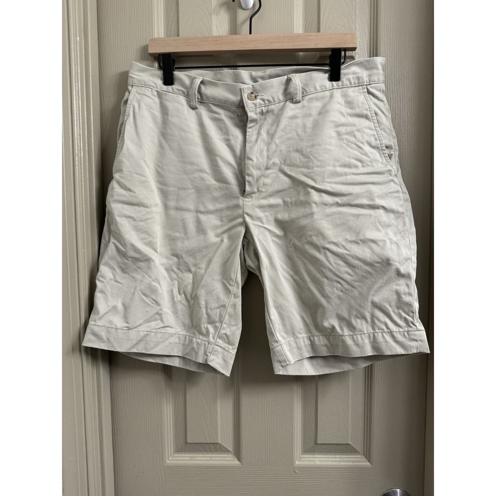 Polo Ralph Lauren Chino Shorts 33x9 Khaki Classic Fit Cotton Twill Flat Front